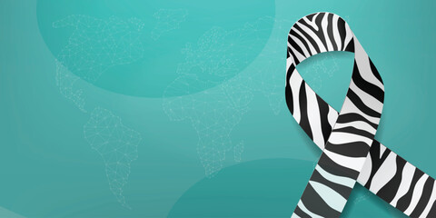 Carcinoid cancer awareness month concept. Banner template with zebra ribbon awareness and text. Vector illustration © Elena