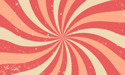 Vintage retro background. Rays with grunge texture. Colorful vintage wallpaper with sunbeams. Spiral.