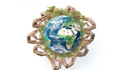 Global unity for Earth Day photo realistic illustration - Generative AI.