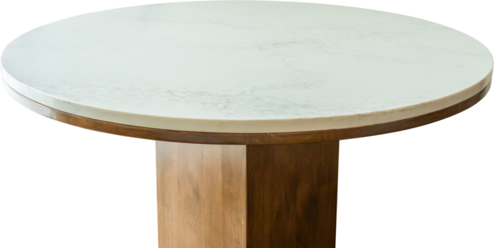 White marble stone table top isolated on white background for product display
