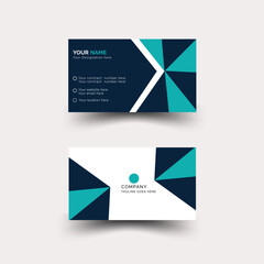Professional double-sided creative business card template for company, geometric shape design. Modern  And Clean Business Card Design and visiting card, Template with paste and dark blue color.