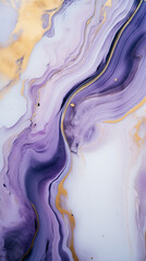 Ripples of pastel purple agate background. Swirls of marble. Abstract fantasia with golden powder - obrazy, fototapety, plakaty