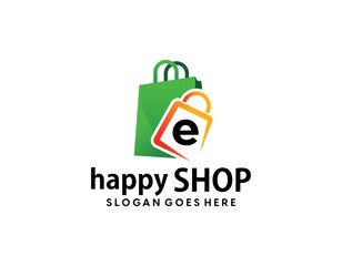 Online Shop Logo. Happy Shop Logo design vector