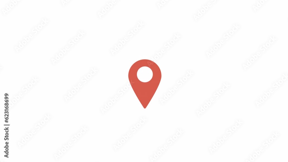 Poster location pin 2d object animation. place navigation flat cartoon 4k video, transparent alpha channel.