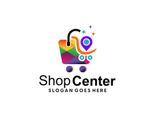 Online Shop Logo designs Template. Illustration vector graphic of pointer arrow and shop bag combination logo design concept. Perfect for Ecommerce,sale, discount or store web element. Company emblem