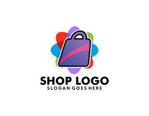 Online Shop Logo. Happy Shop Logo design vector