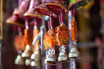 Interior decoration, Handmade colorful hanging gift items for decoration display at shop.