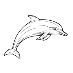 Cute dolphin cartoon waving. 2d illustration in doodle style. Logo. icon design. Black and white 
