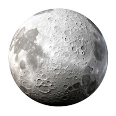 Full moon isolated on transparent background cutout. High resolution.