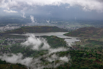 Fototapeta na wymiar Neral region seen from Garbett Plateau, Matheran, Mumbai