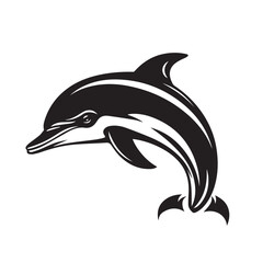 Cute dolphin cartoon waving. 2d illustration in doodle style. Logo. icon design. Black and white 
