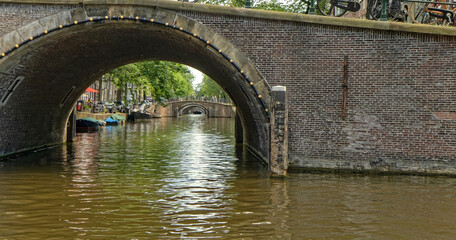 Fototapeta na wymiar Amsterdam, the Netherlands – bridges over water channels