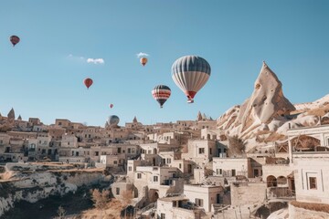 Colorful Balloons Floating Over Cappadocia, Turkey