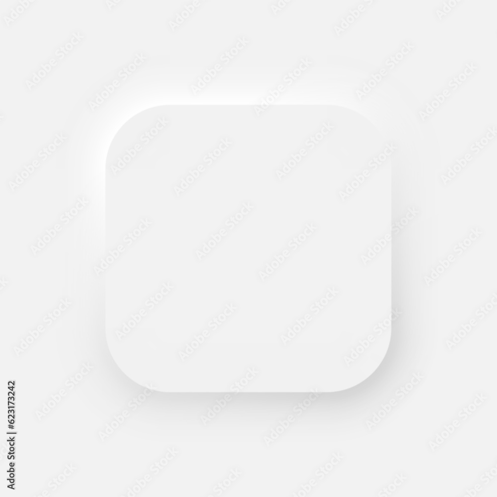 Poster square button with rounded edges on a white background. user interface elements in the style of neum