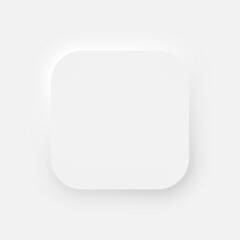 Square button with rounded edges on a white background. User interface elements in the style of neumorphism, UX banner, UI. Vector illustration.