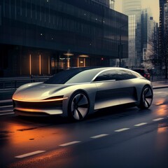 Futuristic Electric Supercar: Conceptual Image of High-Performance Electric Sports Car