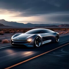 Fototapeta na wymiar Futuristic Electric Supercar: Conceptual Image of High-Performance Electric Sports Car