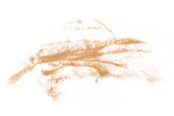 Pile desert sand isolated on white background, top view