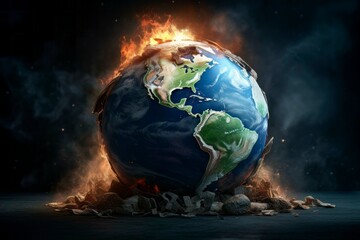 Planet Ablaze: The Emblem of Man's Global Devastation