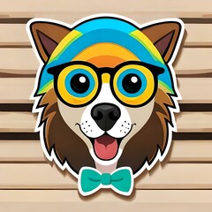 Obraz premium colorful dog sticker wearing glasses