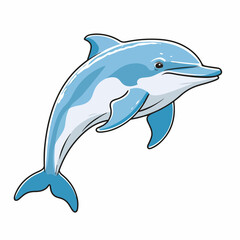 Cute dolphin cartoon waving. 2d illustration in doodle style. Logo. icon design. 
