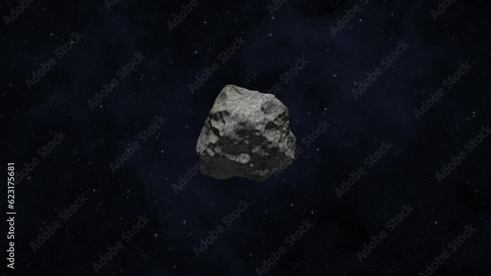 Canvas Prints asteroid in outer space. the lone asteroid flies and slowly rotates on starry sky background. 4k vid