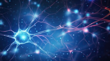 Obraz premium Background with neurons and synapse stuctures showing human brain cells chemistry with place for text