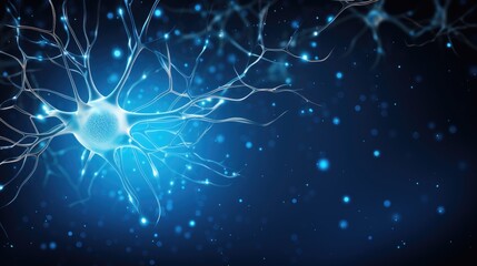Background with neurons and synapse stuctures showing human brain cells chemistry with place for text