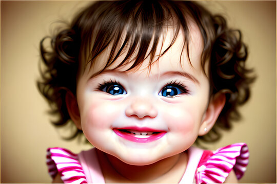 A picture of a cute baby being happy. Generative AI