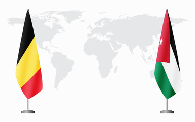 Belgium and Jordan flags for official meeting