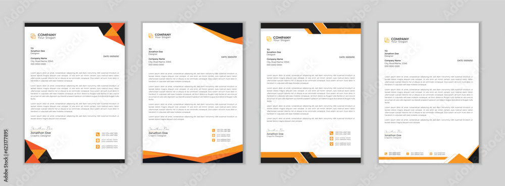 Wall mural clean and professional corporate company business letterhead template design with color variation bu