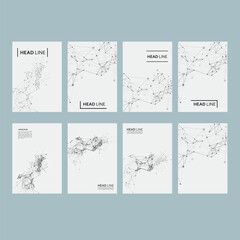 Modern vector templates for brochure, flyer, cover magazine. Molecule structure with connected dots and lines. Abstract communication background