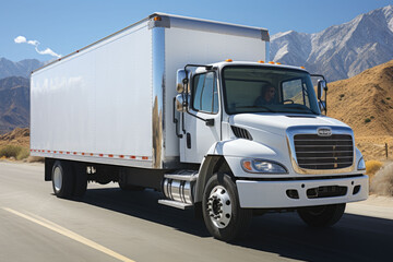 white cargo truck on the road