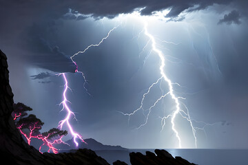 torrential downpours and thunderstorms in the mountains. Generative ai