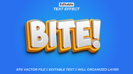 Free vector editable bite text effect, 3d text effect