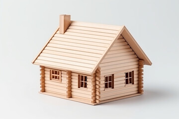 Wooden house mockup, on white background. wooden house