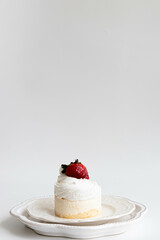 Mini Cheese cake topped with fresh strawberry