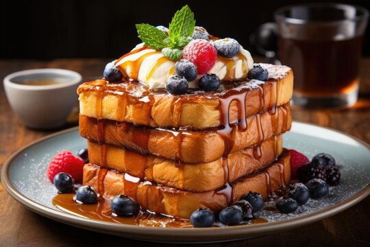 French toast with cream and berries