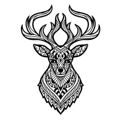 Fototapeta premium Deer mandala. Vector illustration. Esoteric, Spiritual Wild Animal in Zen boho style. coloring page