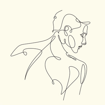 recommend clip art: Men line art vector. Continuous one line drawing of man portrait. Muscular man body, Hairstyle. Fashionable men's style.	