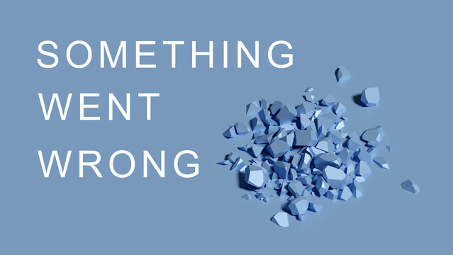 Something went wrong. Shards of broken stone. Abstraction of a sudden breakdown. 3d illustration