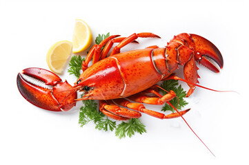 Lobster with copy space on a white background