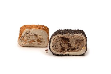 Sweet roll with chocolate and nuts, turkish sweets.