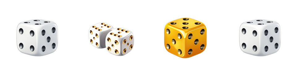 Fototapeta premium Dice clipart collection, vector, icons isolated on transparent background