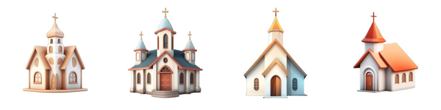 Church clipart collection, vector, icons isolated on transparent background