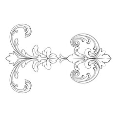 Border and Frame with baroque style. Ornament elements for your design. Black and white color. Floral engraving decoration for postcards or invitations for social media.