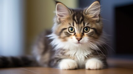 Fluffy Adorable Cat with Cute Features Generative AI