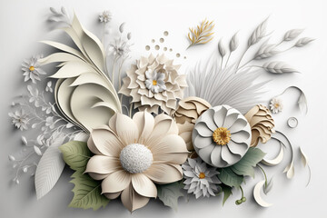 3d floral bouquet white background generative ai