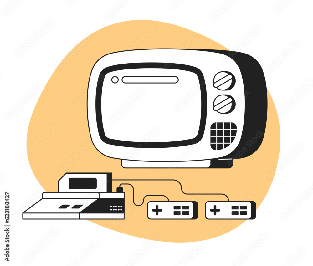 Aufkleber wireless games controller monochrome vector spot illustration. tv and joysticks for playing games 2d