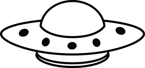 UFO Outline Icon. UFO Line Art Logo. Vector Illustration. Isolated on White Background. Editable Stroke